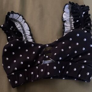 Five the Label Black and White Ruffled Bralette